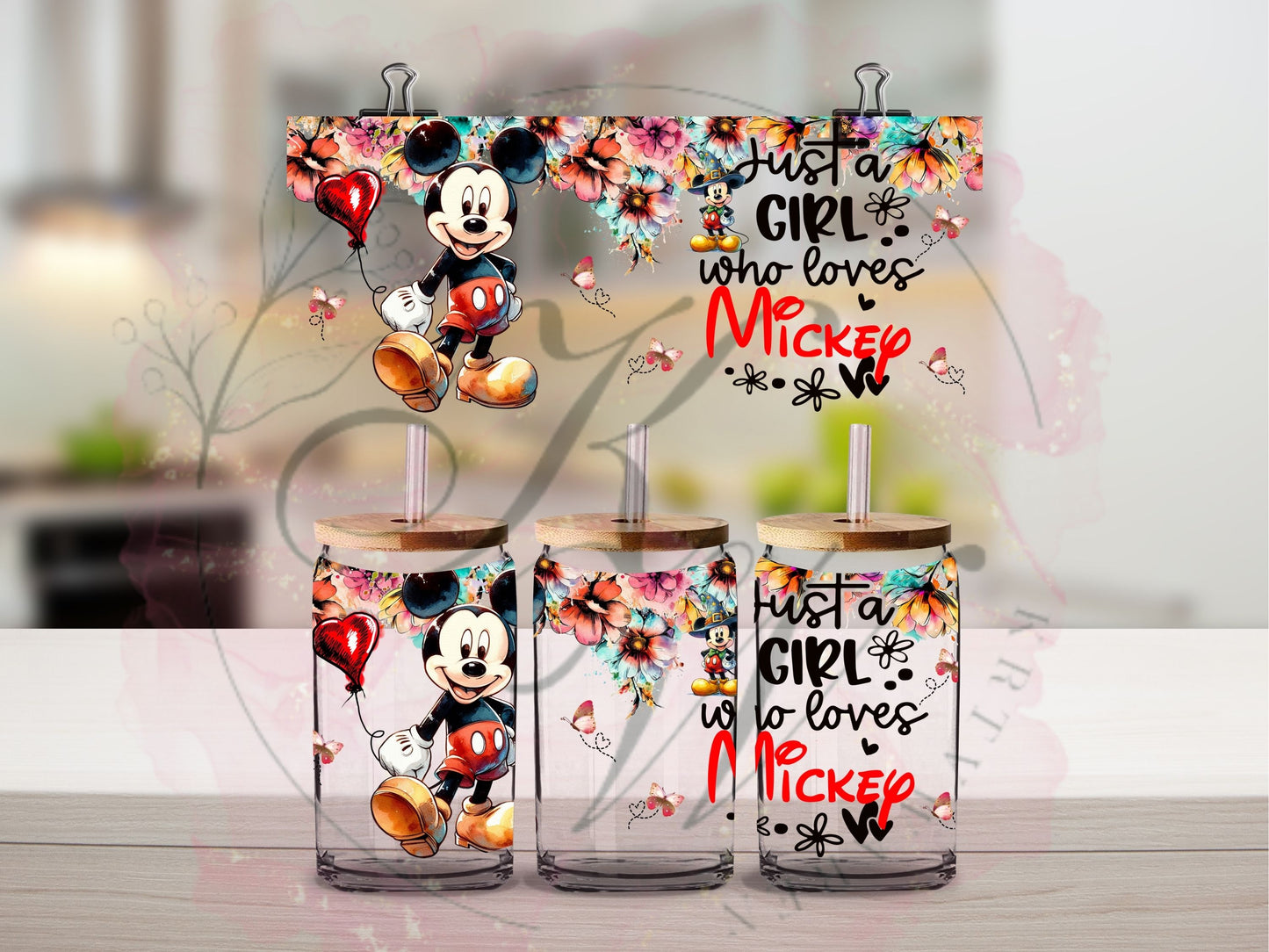 Trinkgläser 16oz Rub Ons "Disney Figuren männlich" No.401