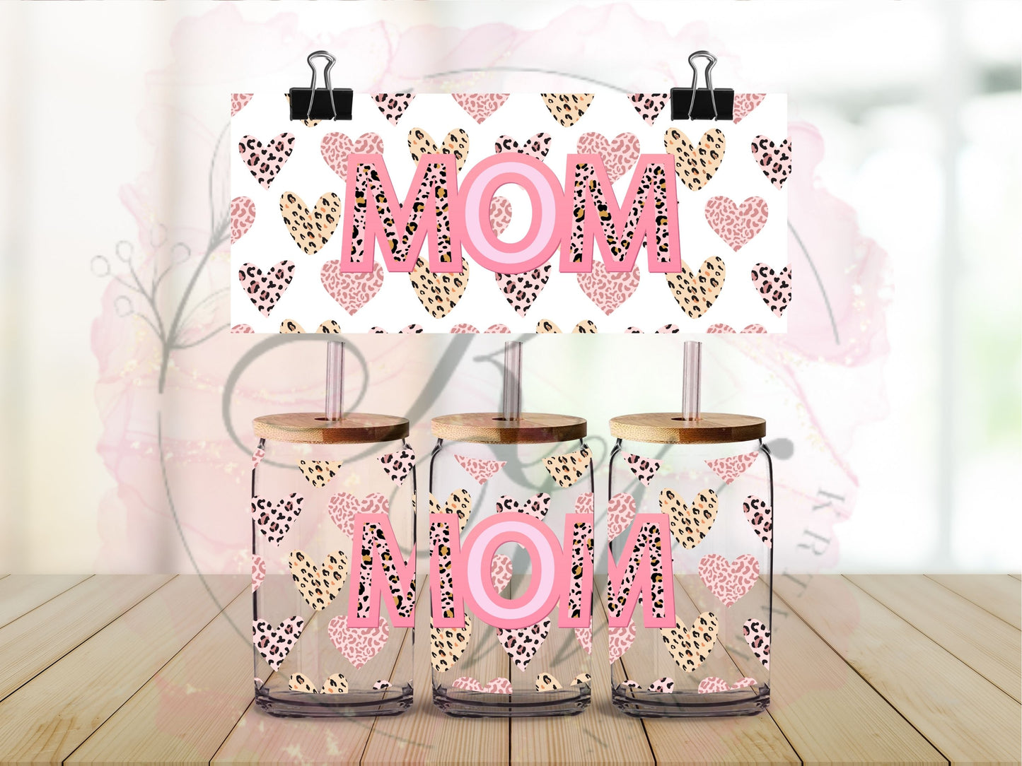 Trinkgläser 16oz Rub Ons "Mom" No.511