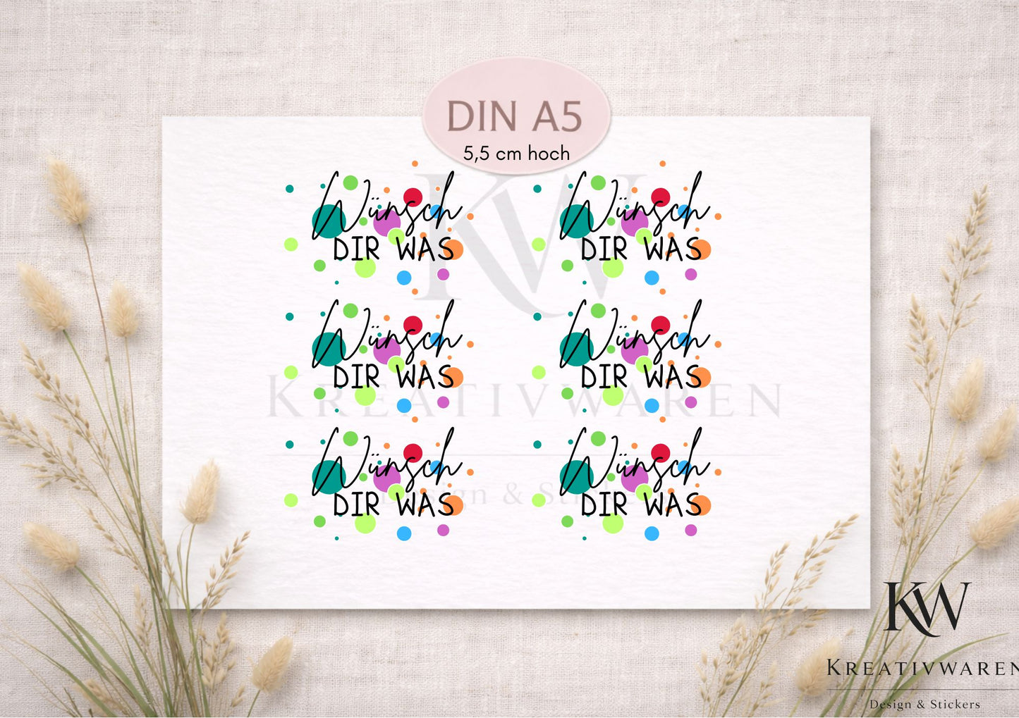 Rub Ons „Wünsch dir was“ – DIN A5 Rub-On Sheet, randlos