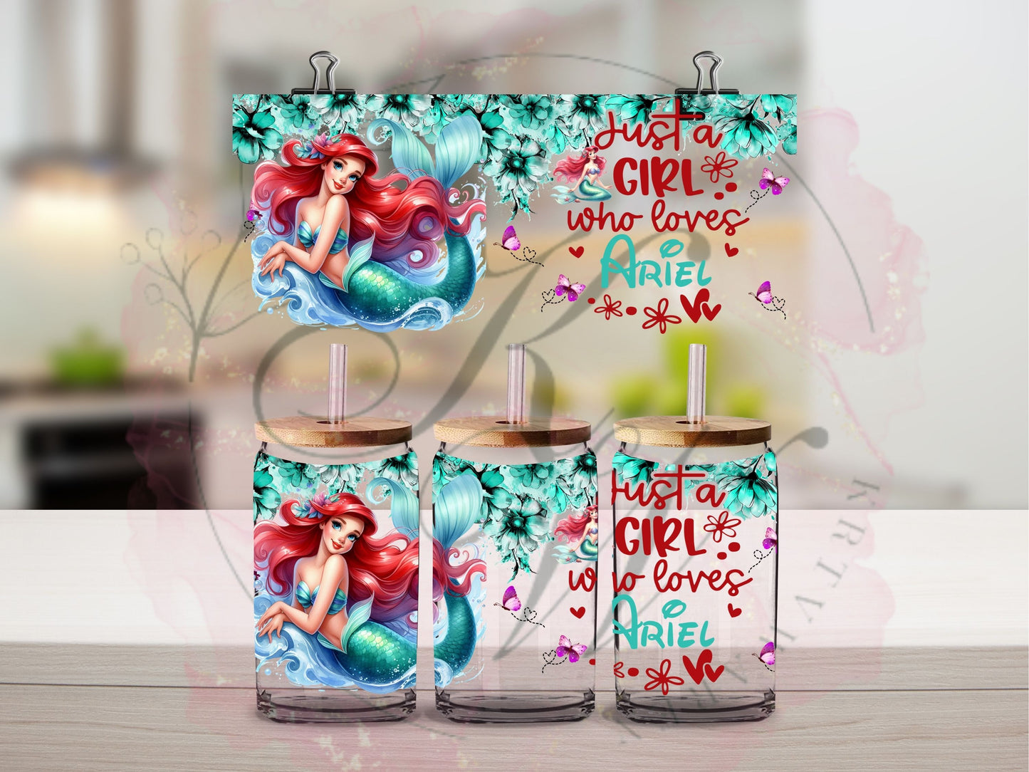 Trinkgläser 16oz Rub Ons "Disney Figuren weiblich" No.400