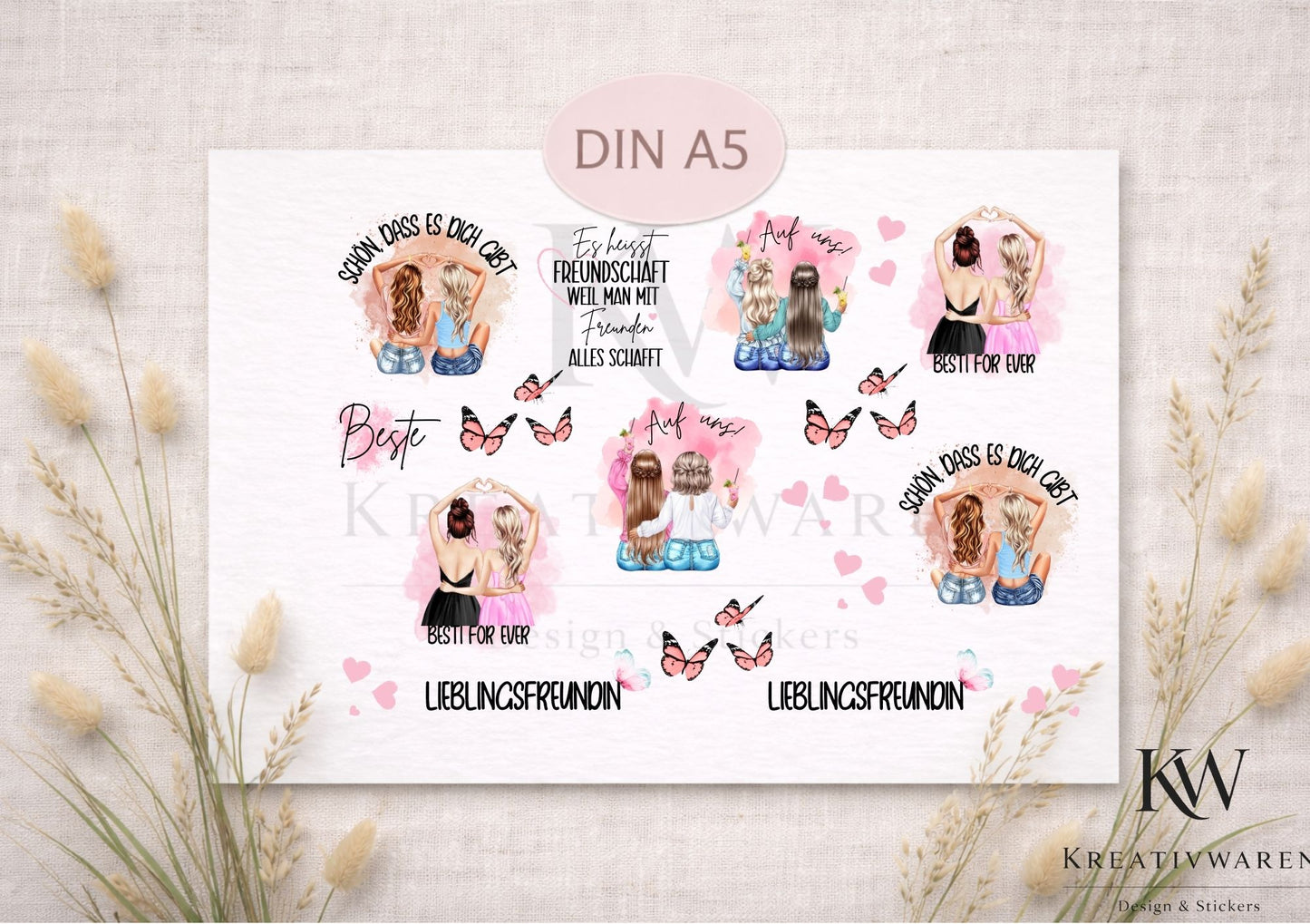 Rub Ons „Lieblingsfreundin“ – A4 Rub-On Sheet, randlos