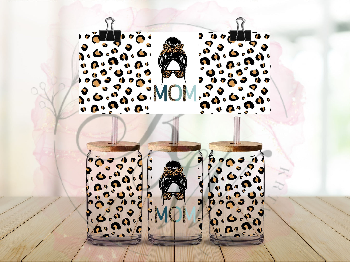 Trinkgläser 16oz Rub Ons "Mom" No.514