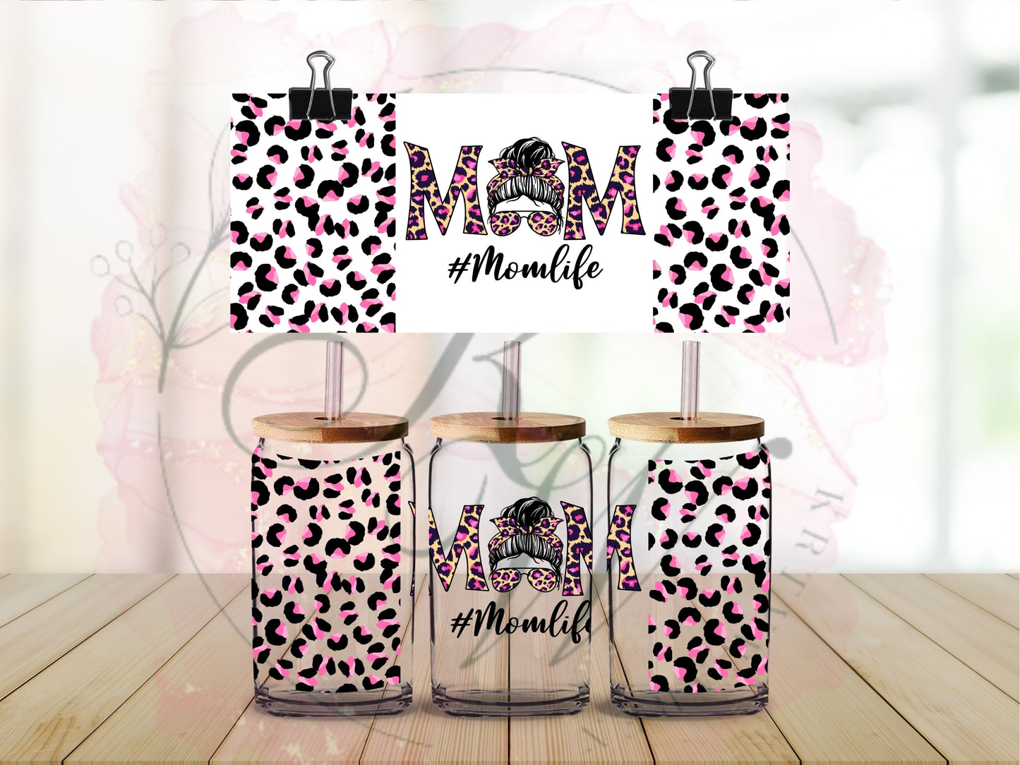 Trinkgläser 16oz Rub Ons "Mom" No.517