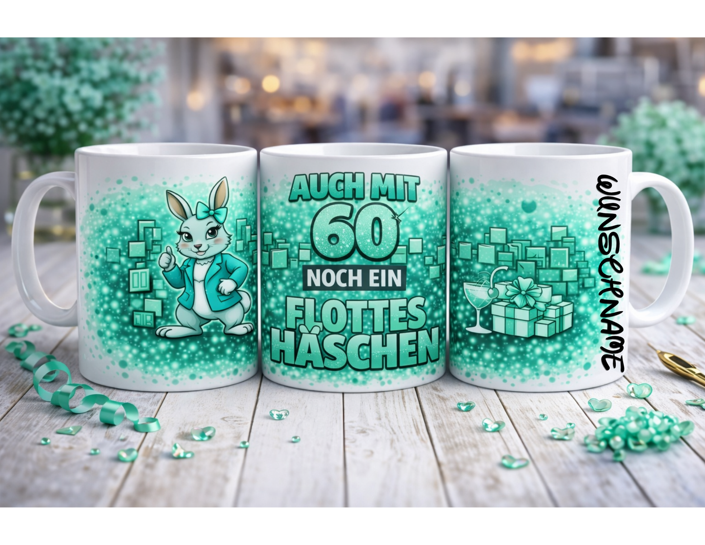 Lustige Geburtstag Tasse „Auch mit .... noch ein flottes Häschen“ – Geschenkidee für Frauen runder Geburtstag