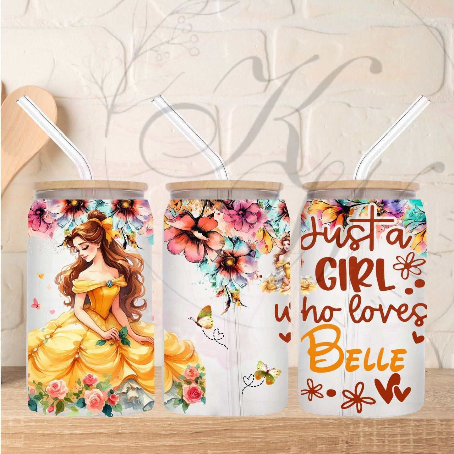 Trinkgläser 16oz Rub Ons "Disney Figuren weiblich" No.400
