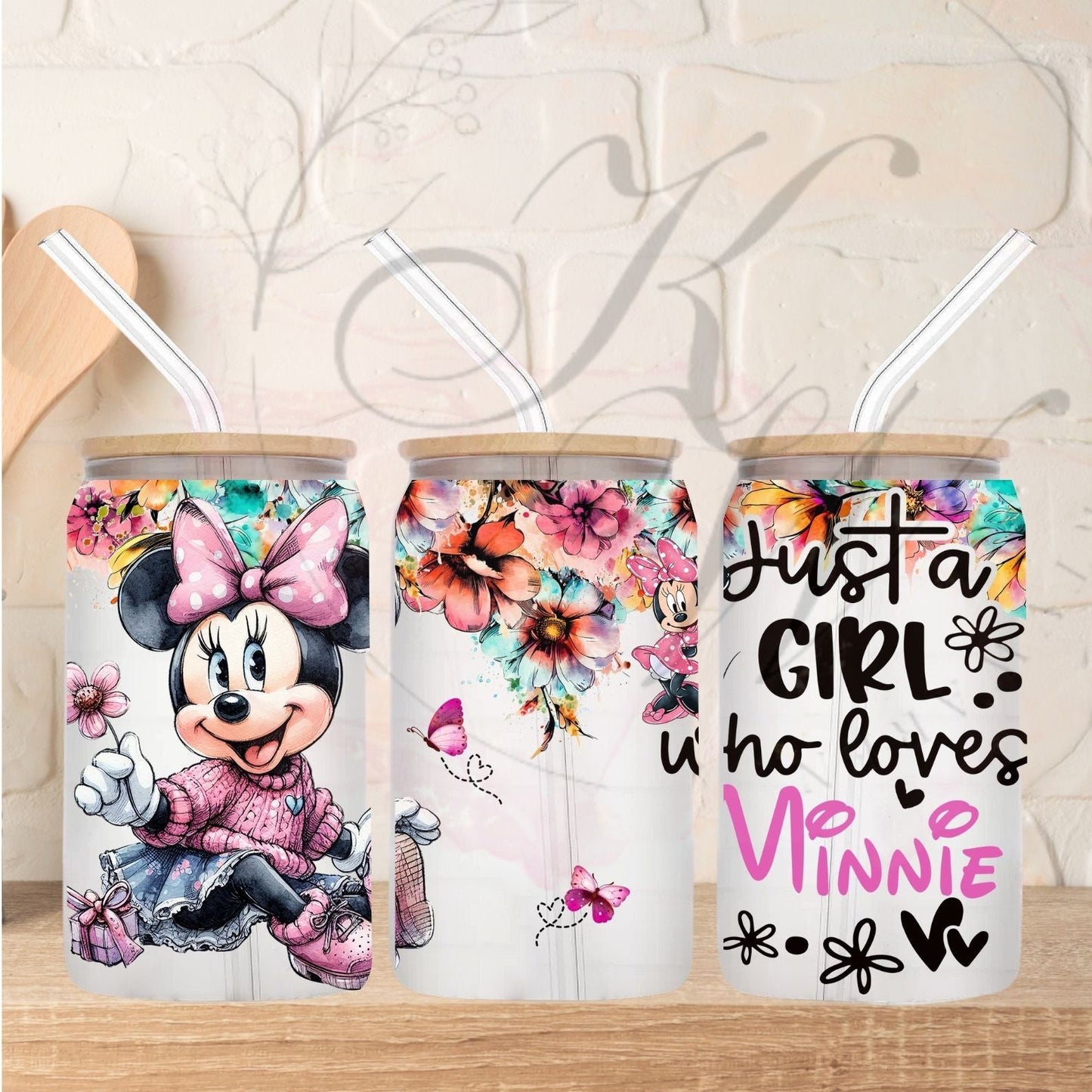 Trinkgläser 16oz Rub Ons "Disney Figuren weiblich" No.400
