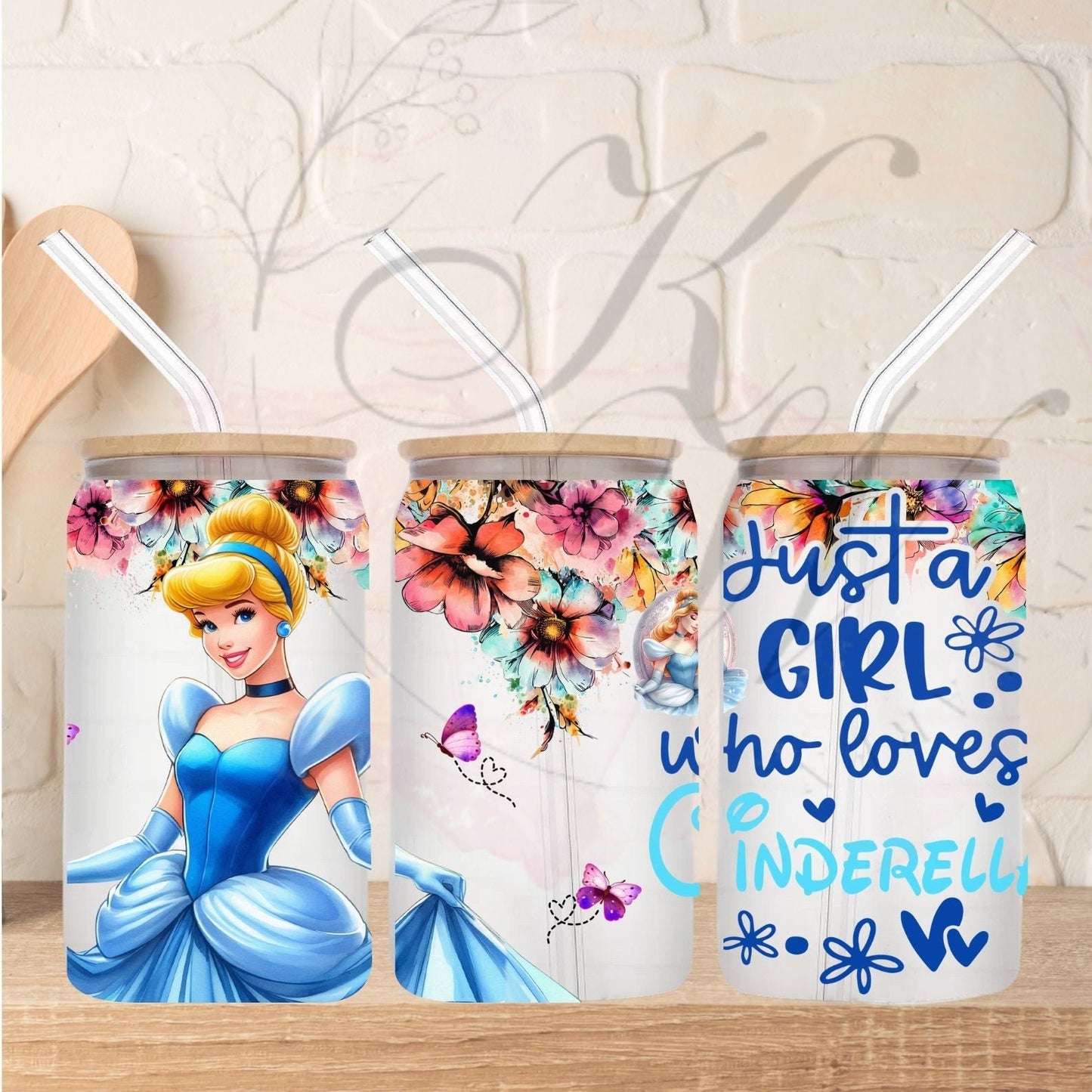 Trinkgläser 16oz Rub Ons "Disney Figuren weiblich" No.400
