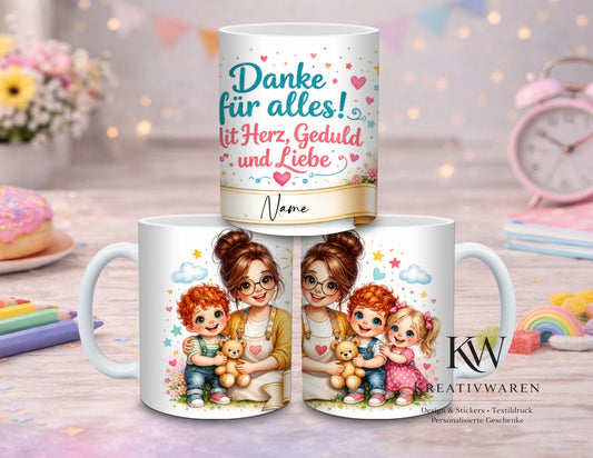 Personalisierte Erzieherin Tasse – Danke für alles - Geschenk für Erzieherin – Tasse mit Name
