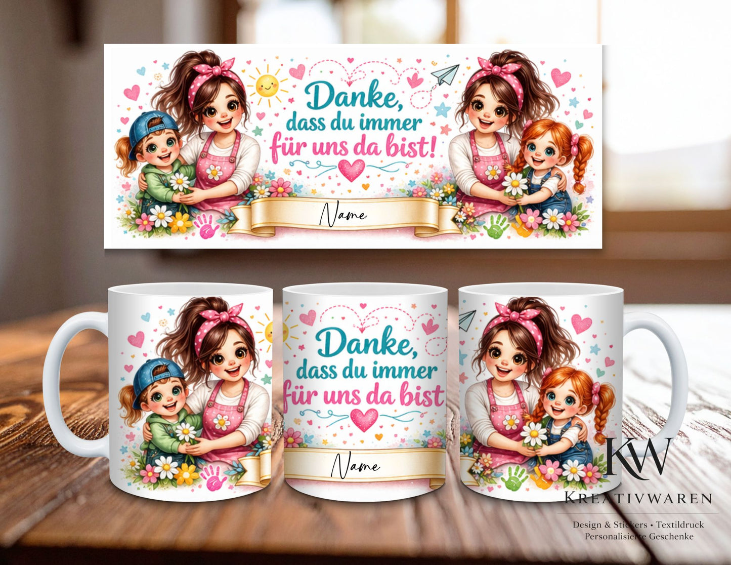 Personalisierte Erzieherin Tasse – Danke das du immer da bist- Geschenk für Erzieherin – Tasse mit Name
