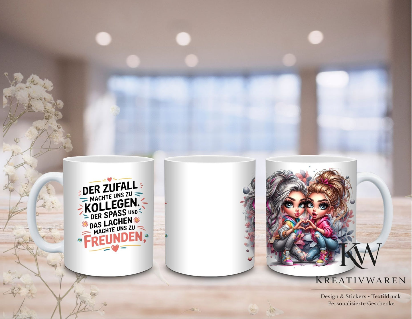 Tasse mit Spruch Kollegen zu Freunden – Freundschaft Geschenk, Beste Freunde Tasse, BFF Geschenkidee, Geburtstag Geschenk