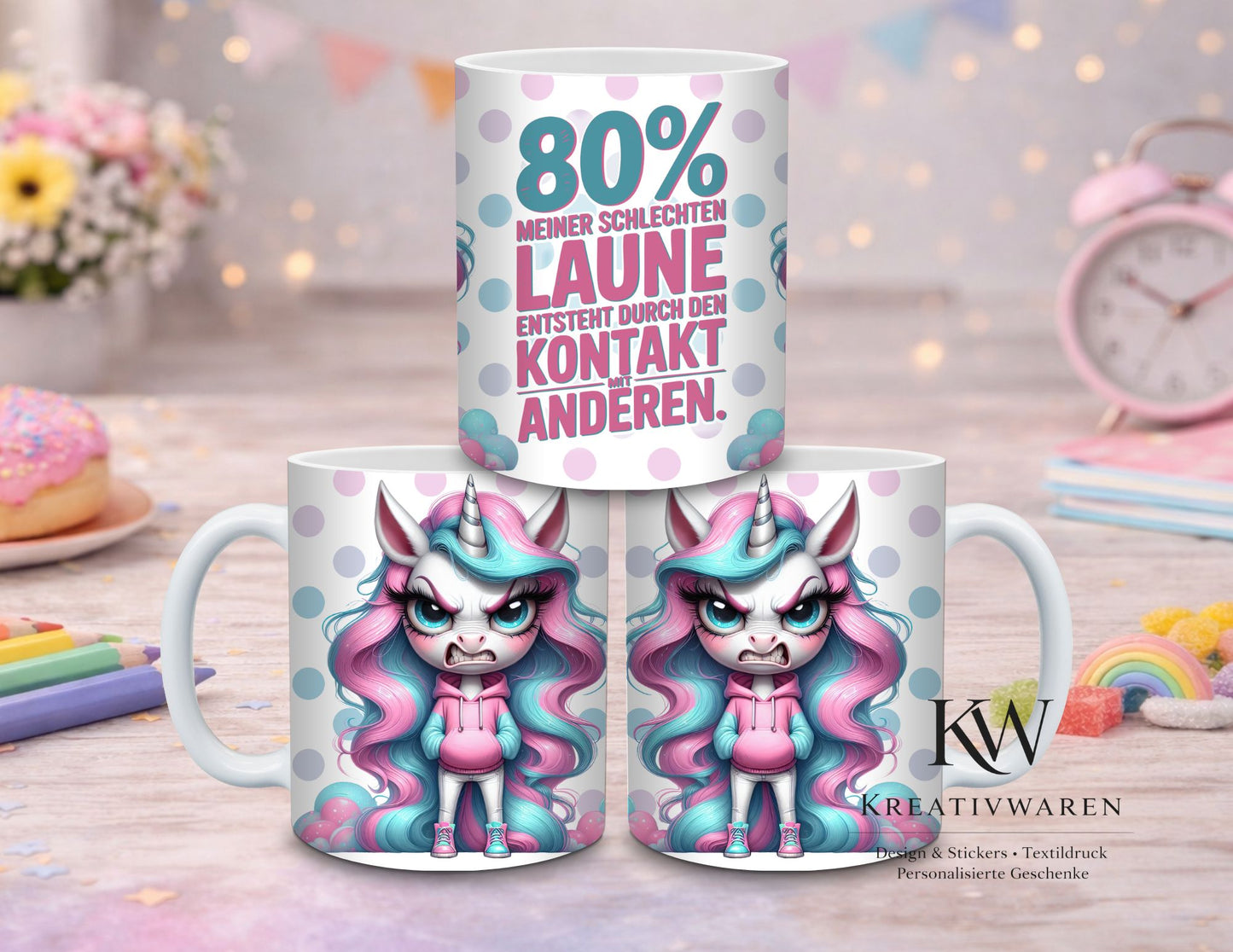 Einhorn Tasse lustig frech – sarkastischer Spruch Becher – Geschenkidee Büro, witzige Kaffeetasse, Einhorn Geschenk