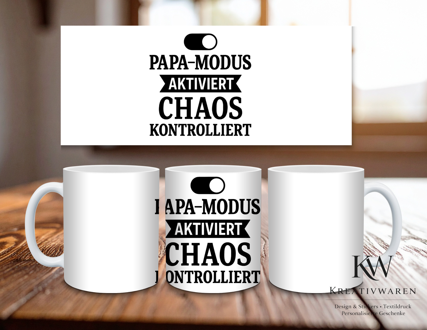 👨👧👦 Lustige Papa Tasse – „Papa-Modus aktiviert, Chaos kontrolliert“ | Geschenk für Papa ☕😂