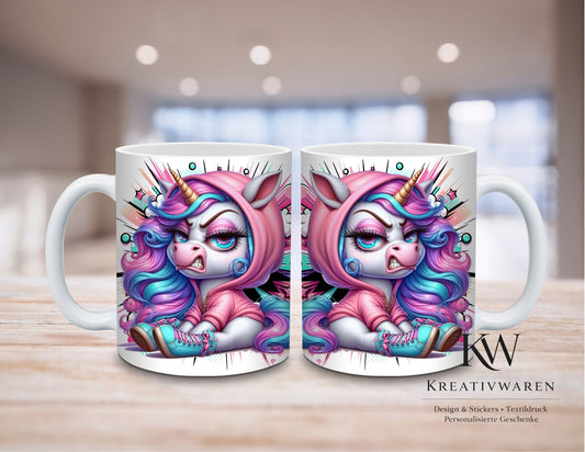 Lustige Einhorn Tasse mit Spruch – Guck mich nicht in diesem Ton an – frecher Becher, Sarkasmus Geschenk, Büro Humor