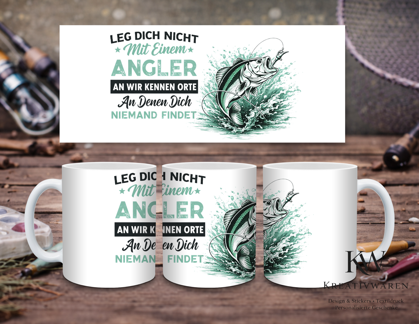Angler Tasse 🎣 – „Leg dich nicht mit einem Angler an“ lustiges Geschenk für Angler