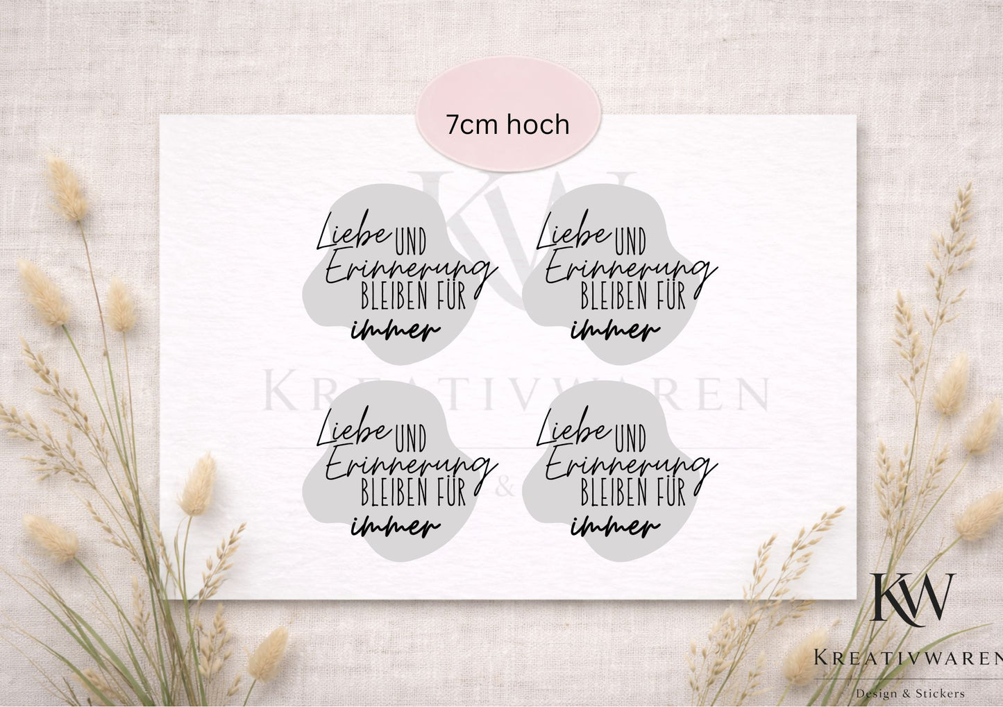Rub Ons „Liebe und Erinnerung bleiben für immer“ – 7 cm, Rub-On, randlos