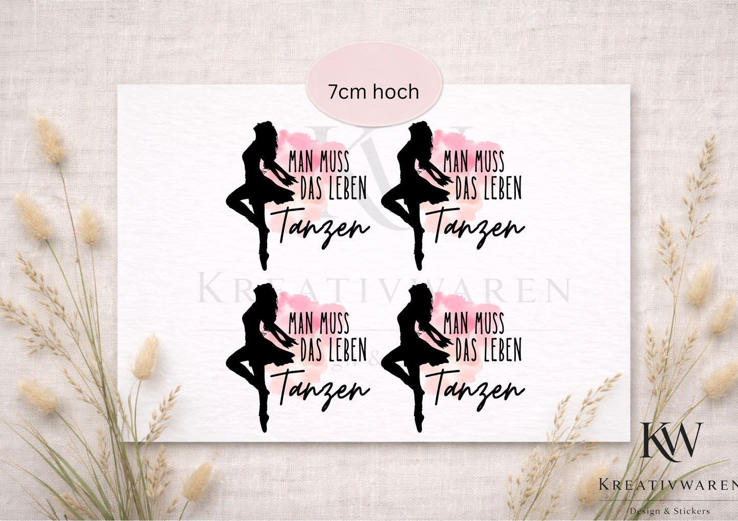 Rub Ons „Man muss das Leben tanzen Pastell“ – Motiv 7 cm, Rub-On, randlos