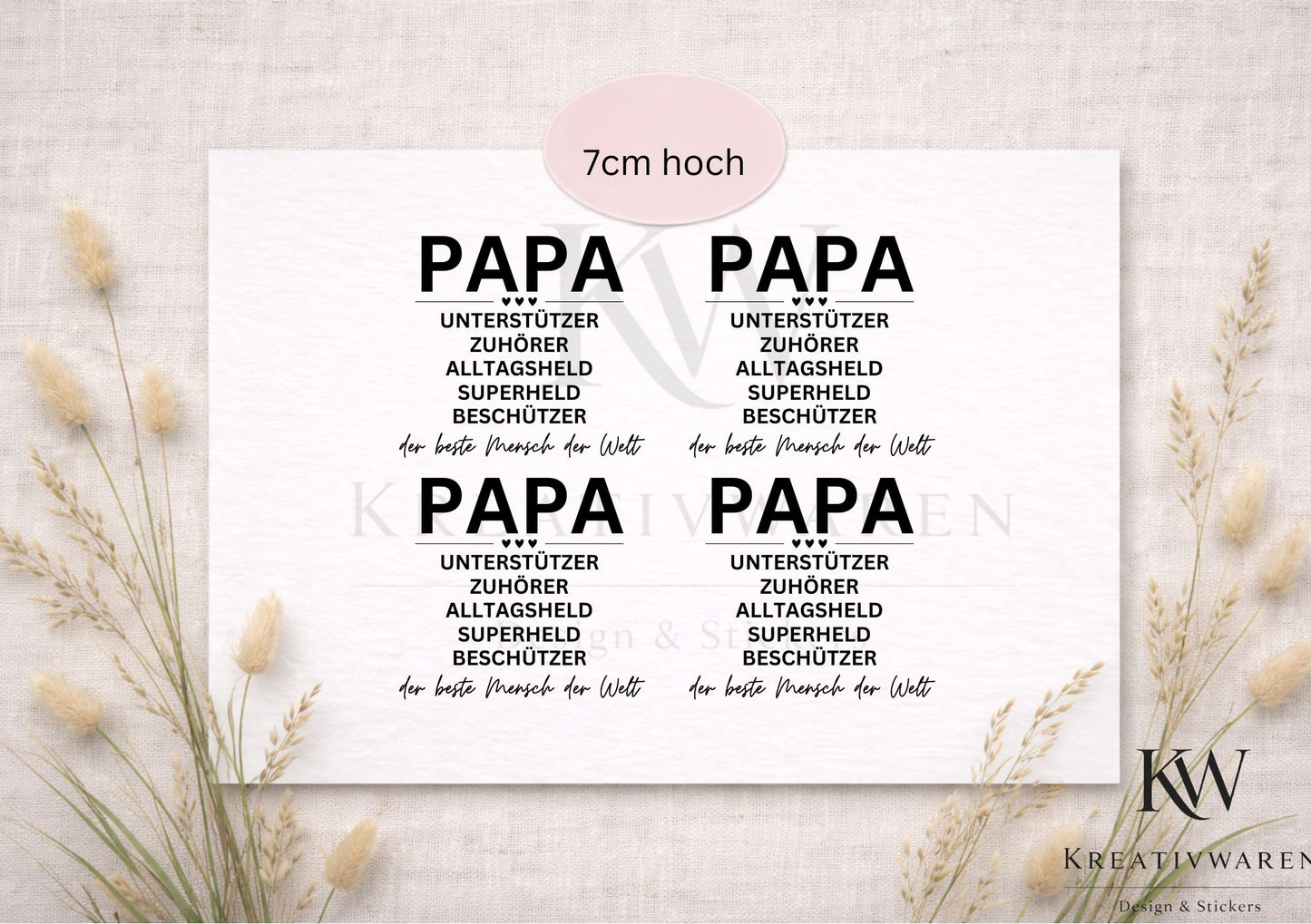 Rub Ons „Papa – der beste Mensch der Welt“ – Motiv 7 cm, Rub-On, randlos