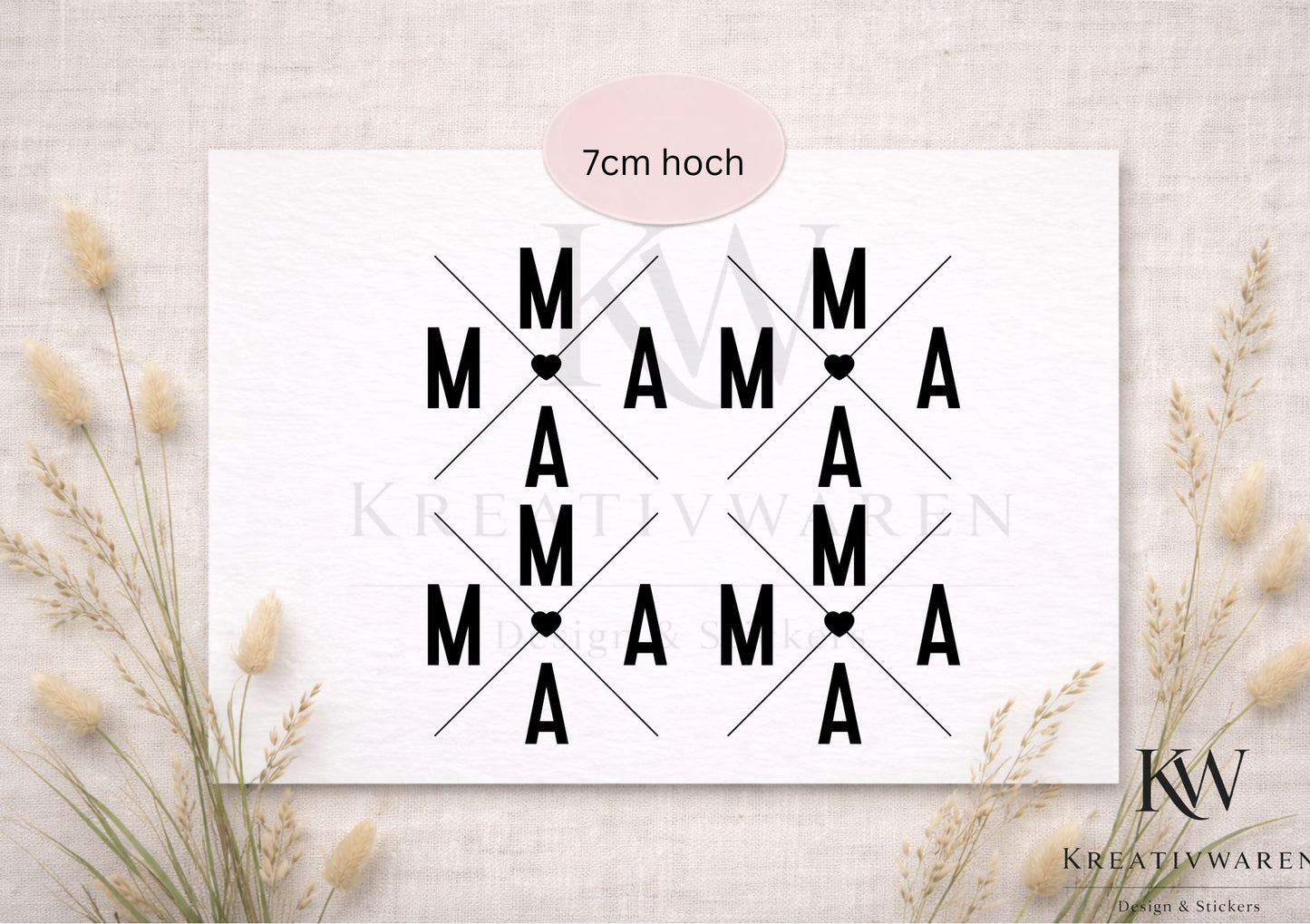 Rub-On „Mama Herz“ – Motiv 7 cm, Rub-On, randlos