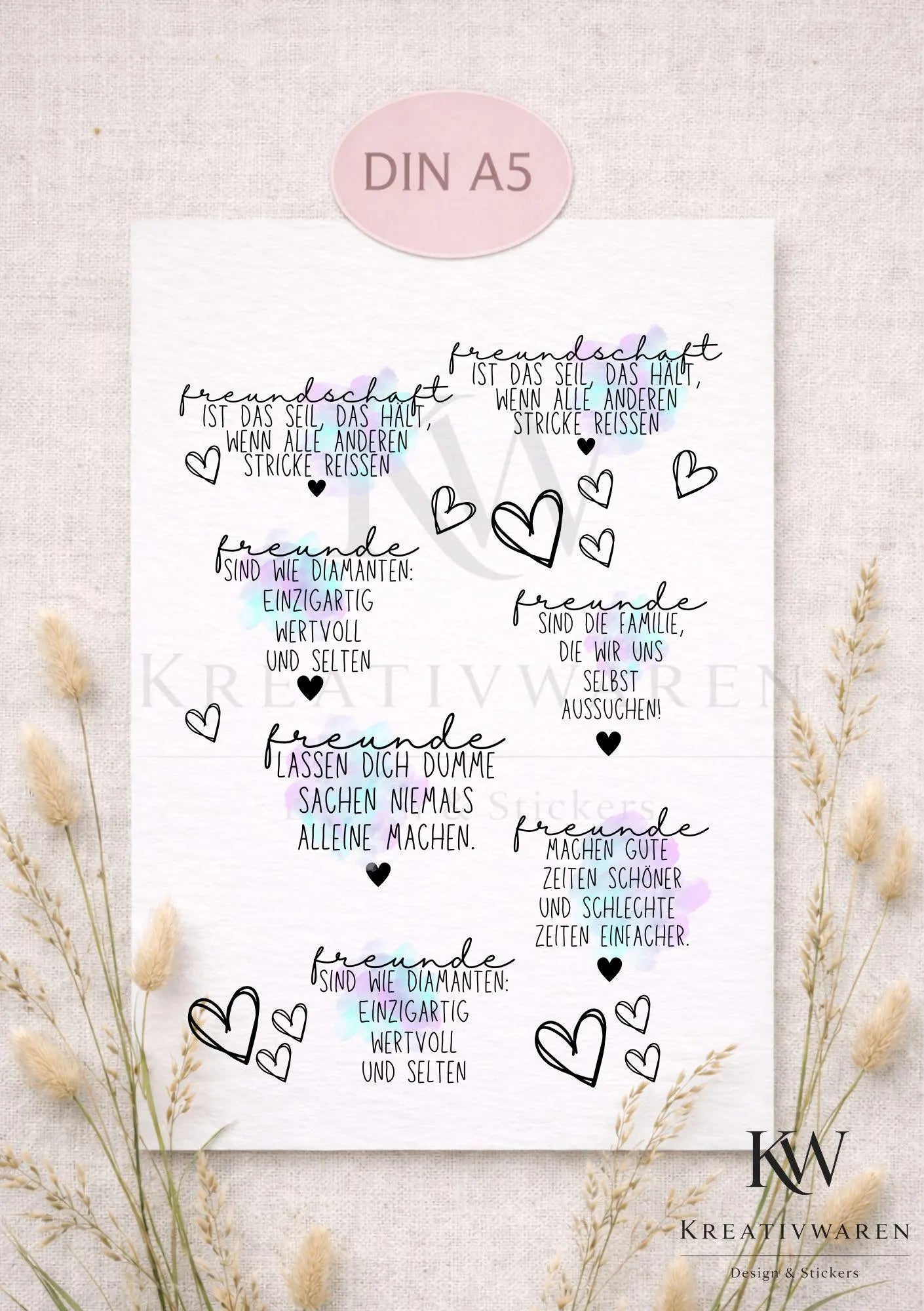 Rub Ons „Freundschaft“ – A5 Rub-On Sheet, randlos