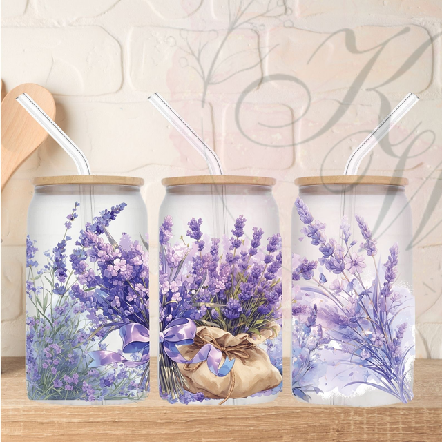 Trinkgläser 16oz Rub Ons " Lavendel" No.337
