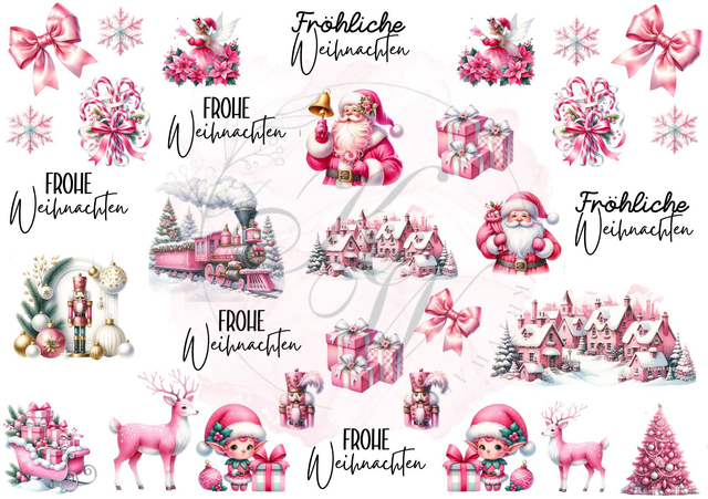 RUB ONS - "Rosa Weihnachten" | RUBONS | randlos | glänzend | bunt | A5