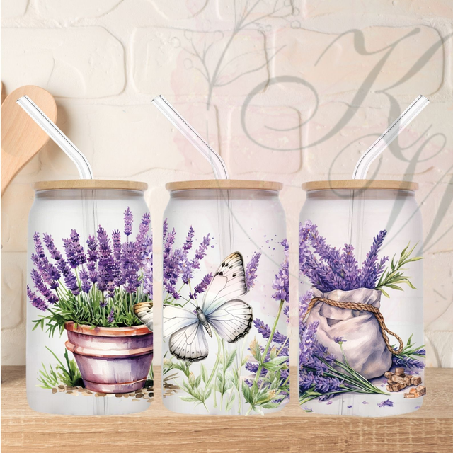 Trinkgläser 16oz Rub Ons " Lavendel 2.0" No.338