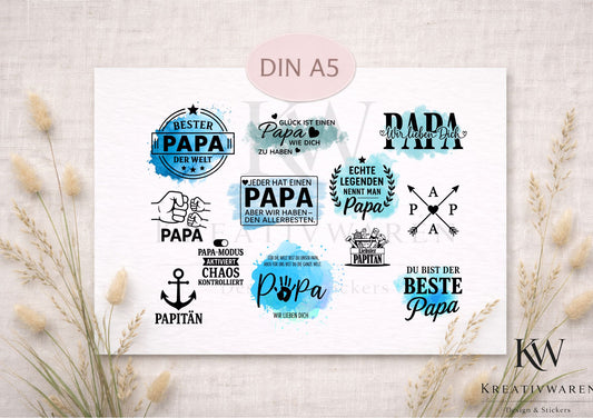 Rub Ons „Vatertag / Papa “ – DIN A5 Rub-On Sheet, randlos
