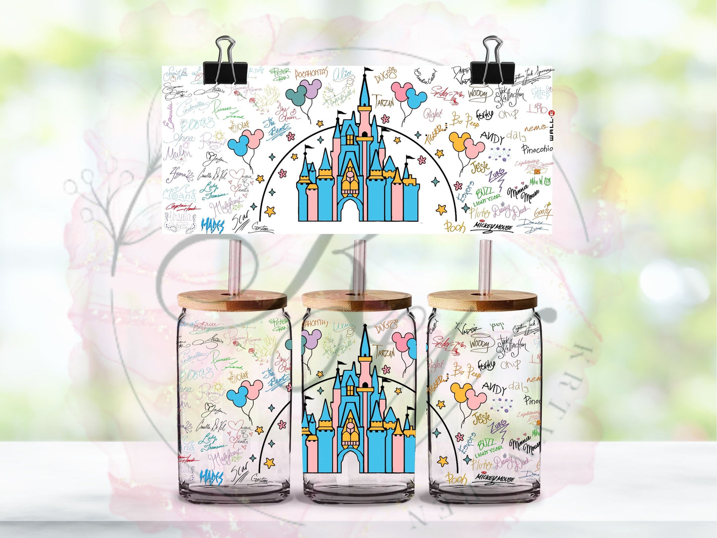 Trinkgläser 16oz Rub Ons "Disney" No.402