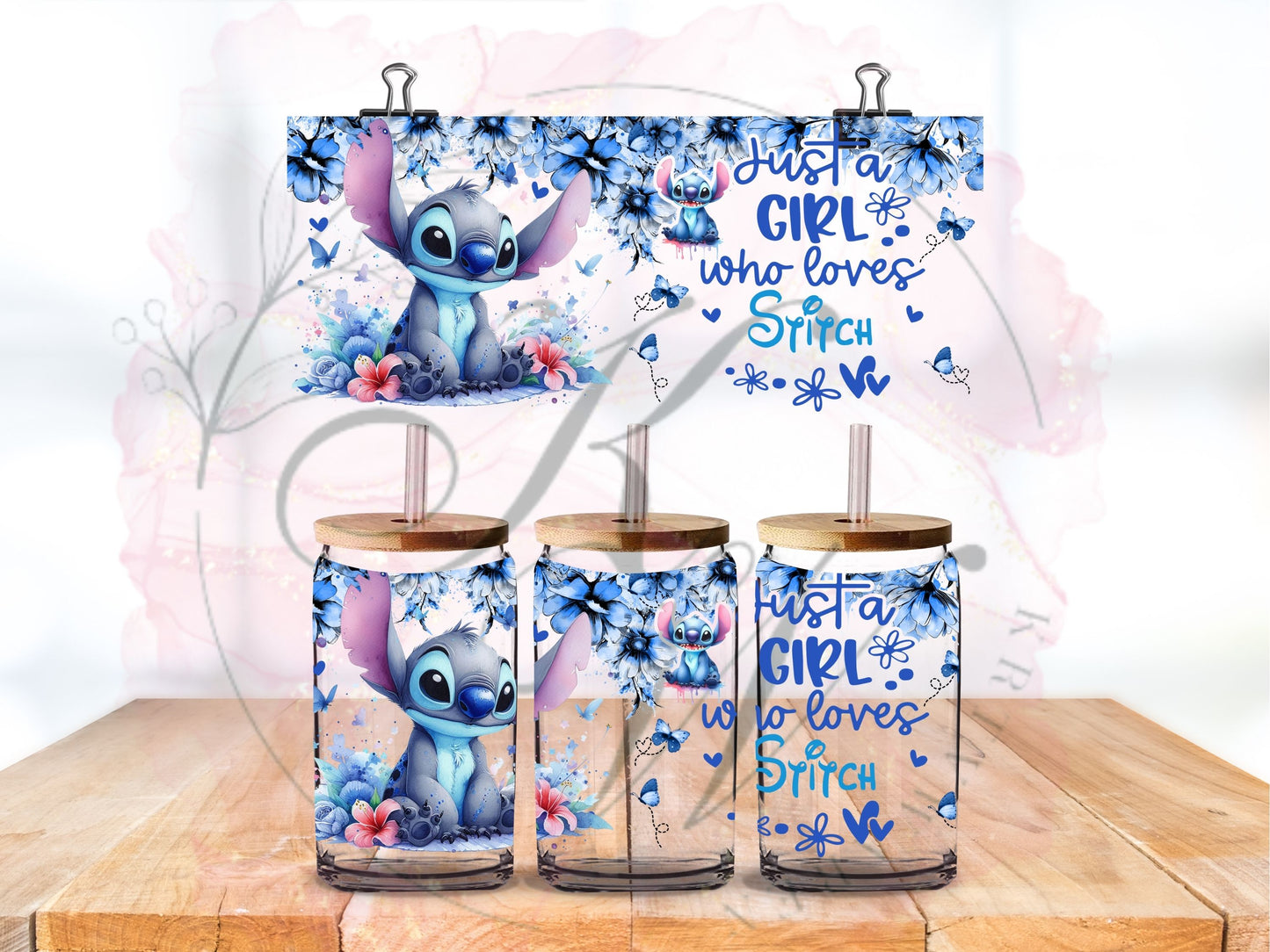 Trinkgläser 16oz Rub Ons "Stitch" No.403