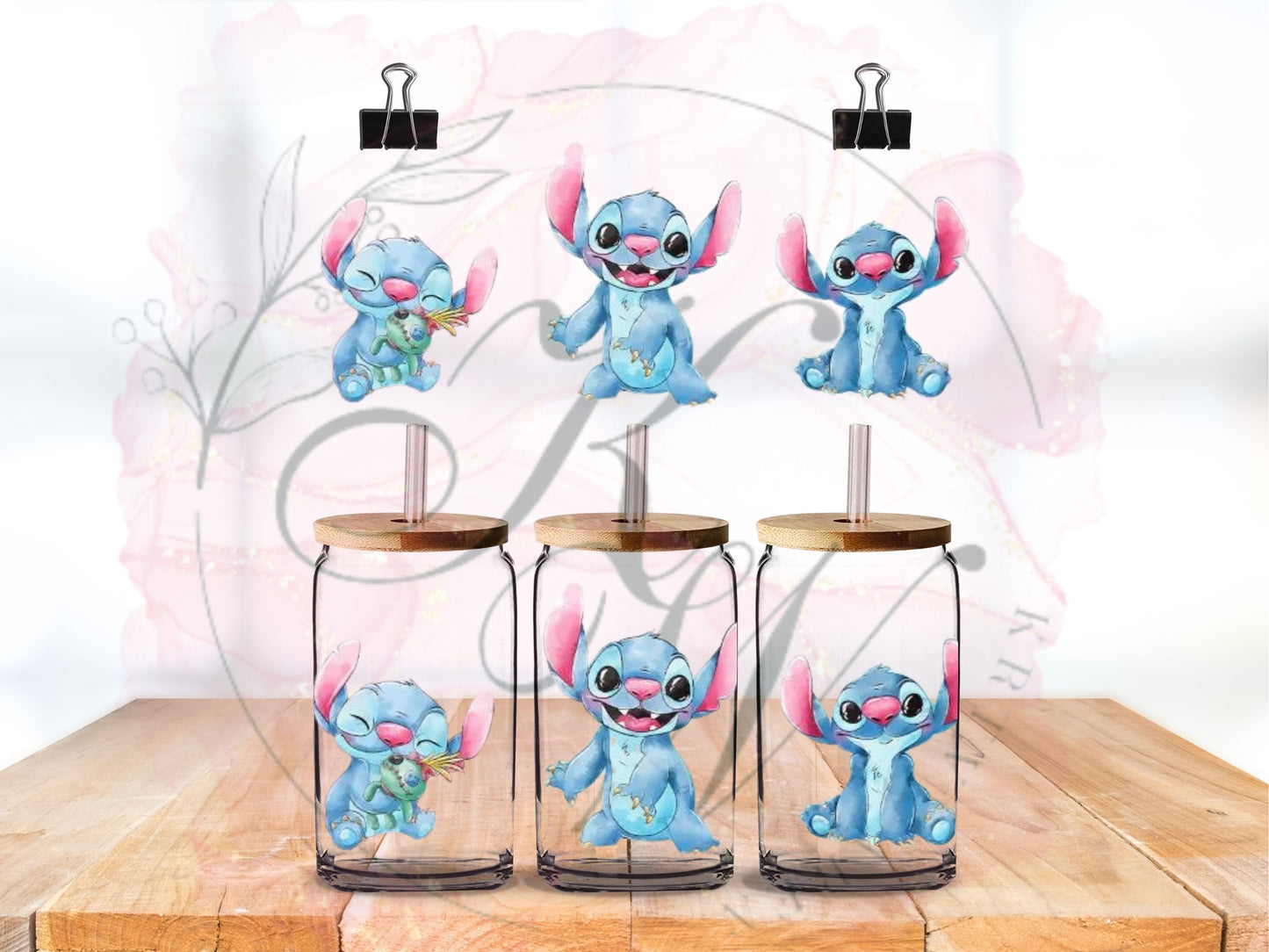 Trinkgläser 16oz Rub Ons "Stitch" No.403