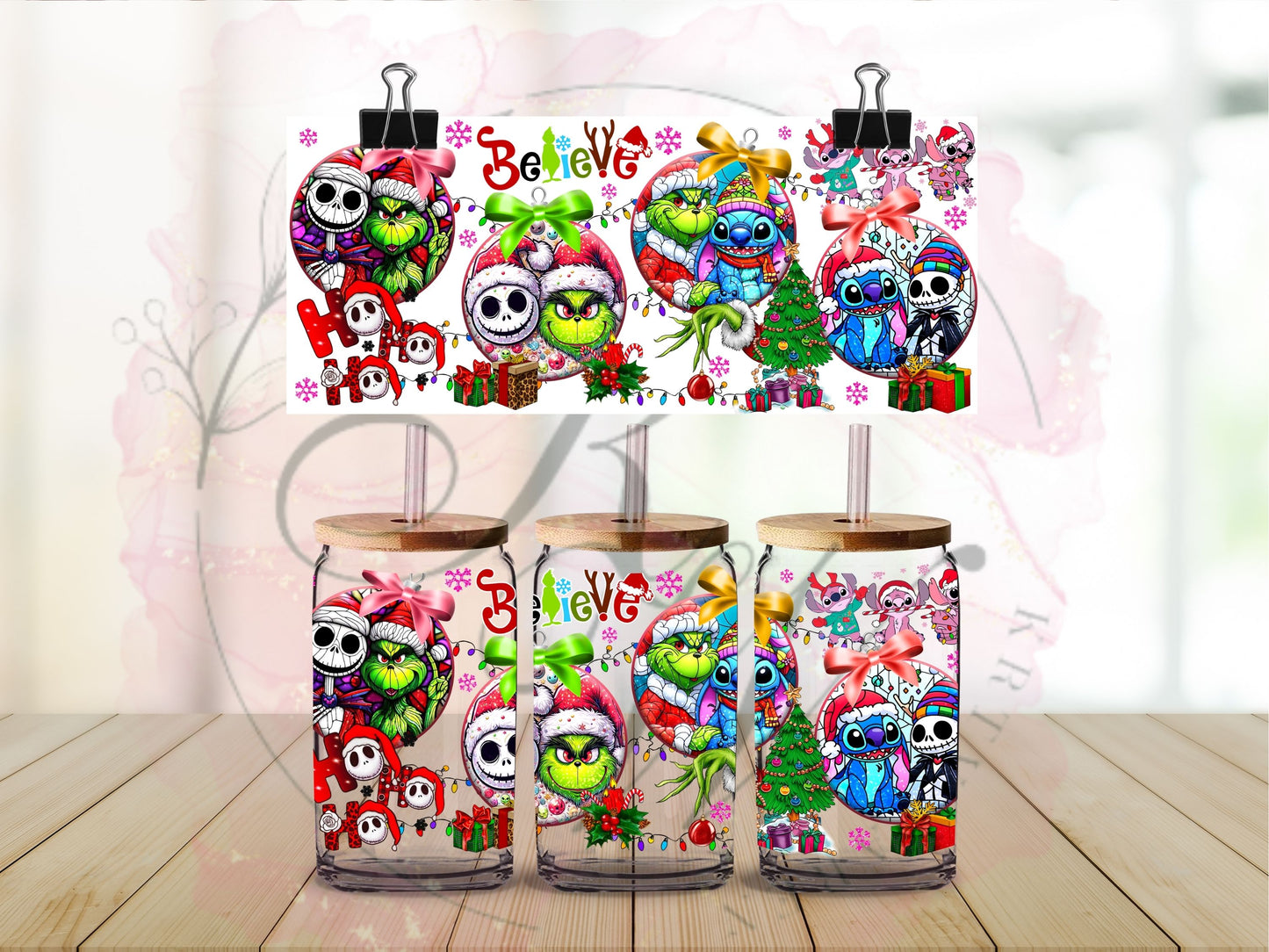 Trinkgläser 16oz Rub Ons "Grinch und Freunde" No.405