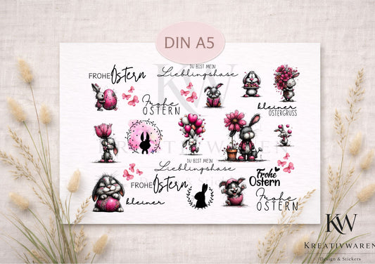 Rub Ons „Frohe Ostern“ – DIN A5 Rub-On Sheet, randlos