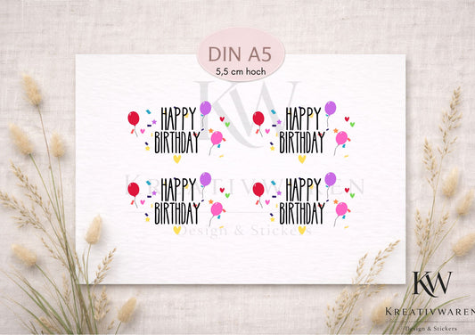 Rub Ons „Happy Birthday“ – DIN A5 Rub-On Sheet, randlos
