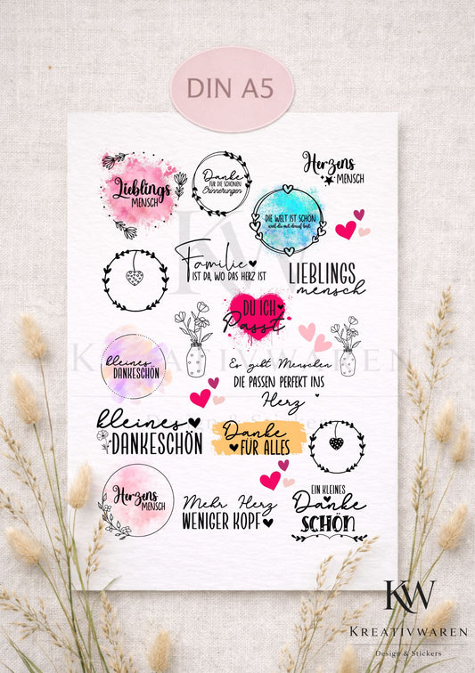 Rub Ons „Herzensbotschaft - Mit Liebe gesagt “ – A5 Rub-On Sheet, randlos