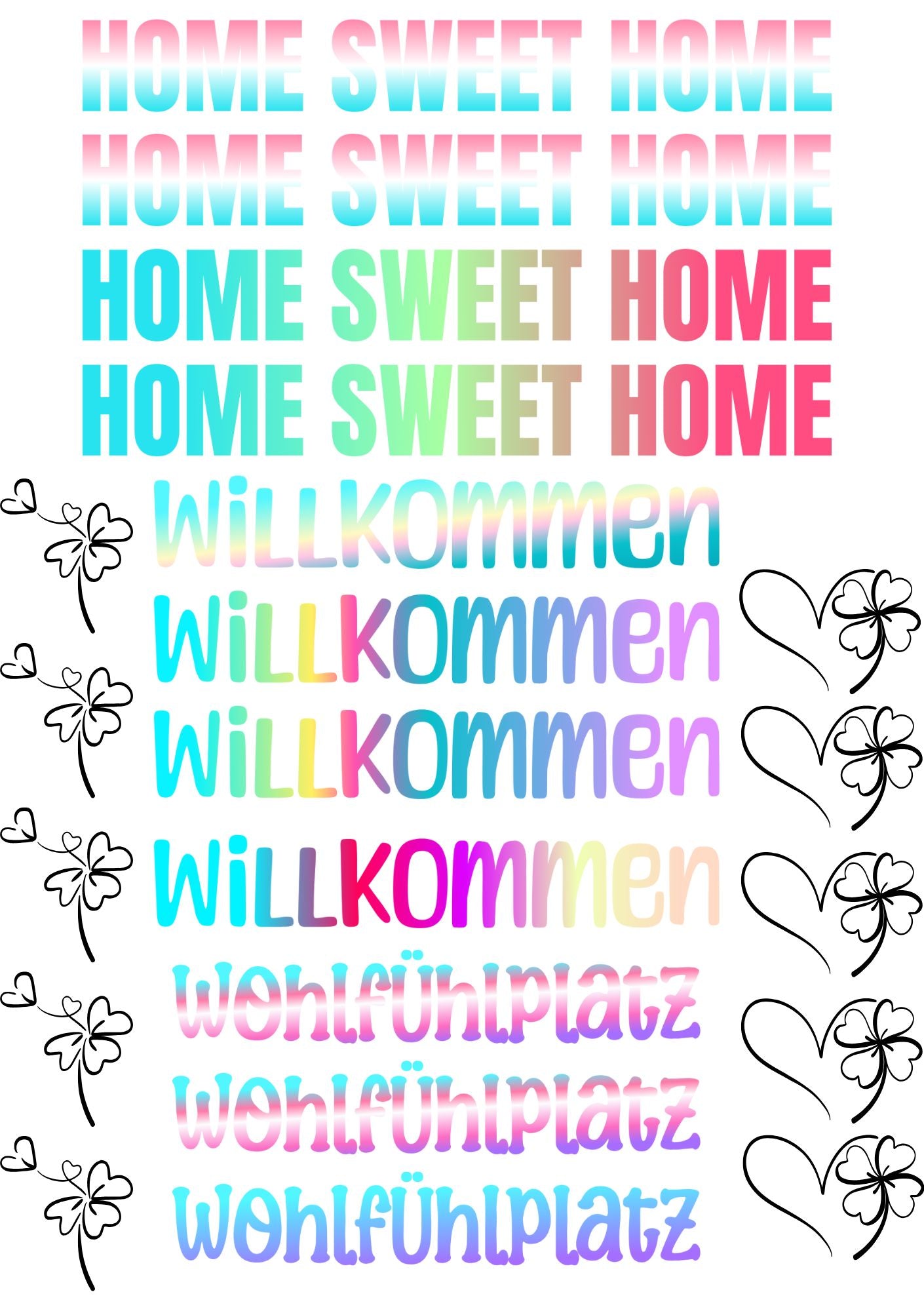 RUB ONS - "home sweet home" | RUBONS | randlos | glänzend | schwarz und weiss | A5