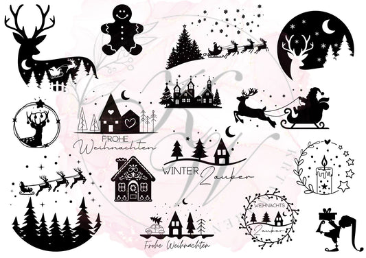 RUB ONS - "Weihnachten schwarz" | RUBONS | randlos | glänzend | A5 | No.401