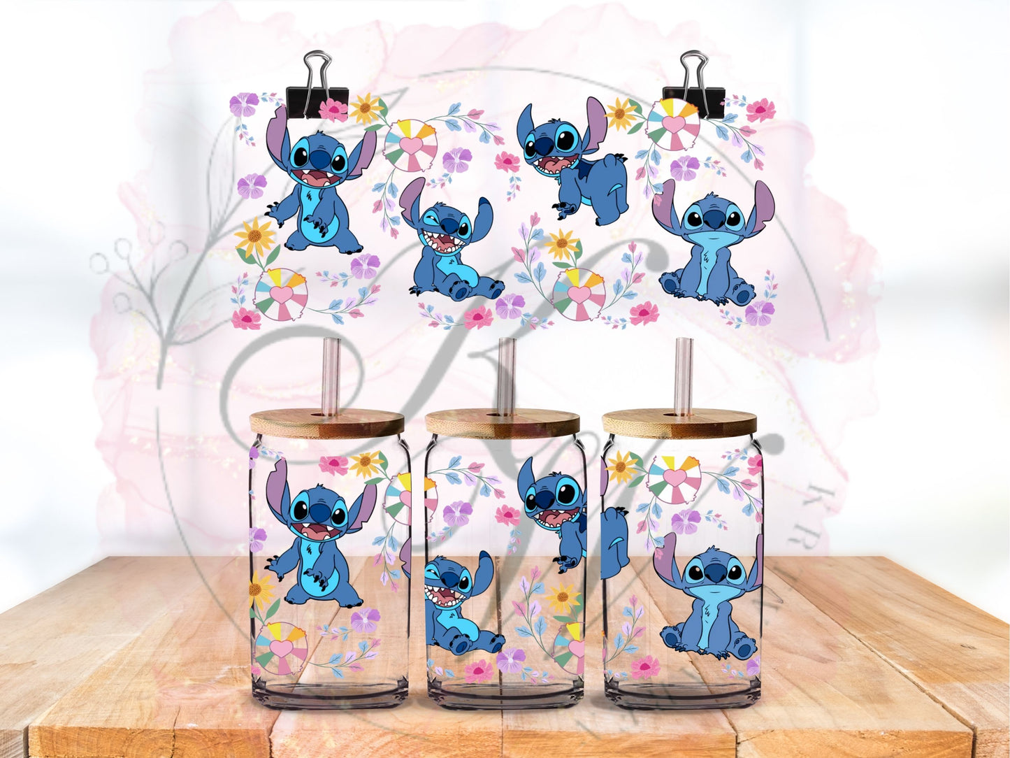 Trinkgläser 16oz Rub Ons "Stitch" No.403