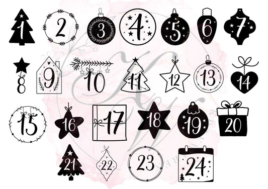 RUB ONS - "Weihnachten 1-24 Zahlen" | RUBONS | randlos | glänzend | A5 | No.399