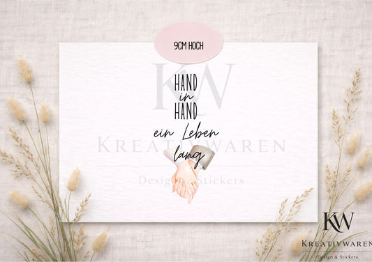 Rub Ons „Hand in Hand“ – Motiv 7 cm, Rub-On, randlos