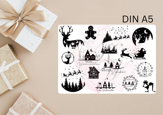 RUB ONS - "Weihnachten schwarz" | RUBONS | randlos | glänzend | A5 | No.401