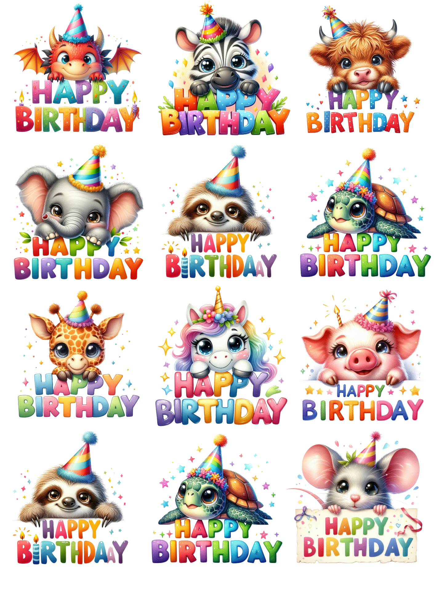 RUB ONS - "GeburtstagsTiere" | RUBONS | randlos | glänzend | bunt | A5