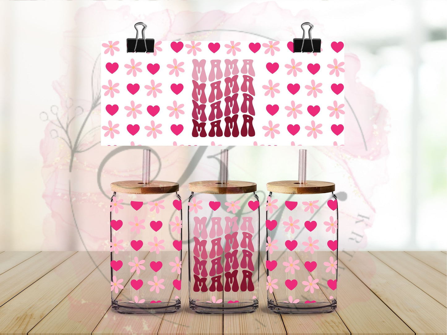 Trinkgläser 16oz Rub Ons "Mom" No.516