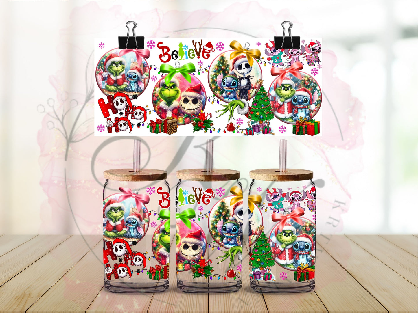 Trinkgläser 16oz Rub Ons "Grinch und Freunde" No.405