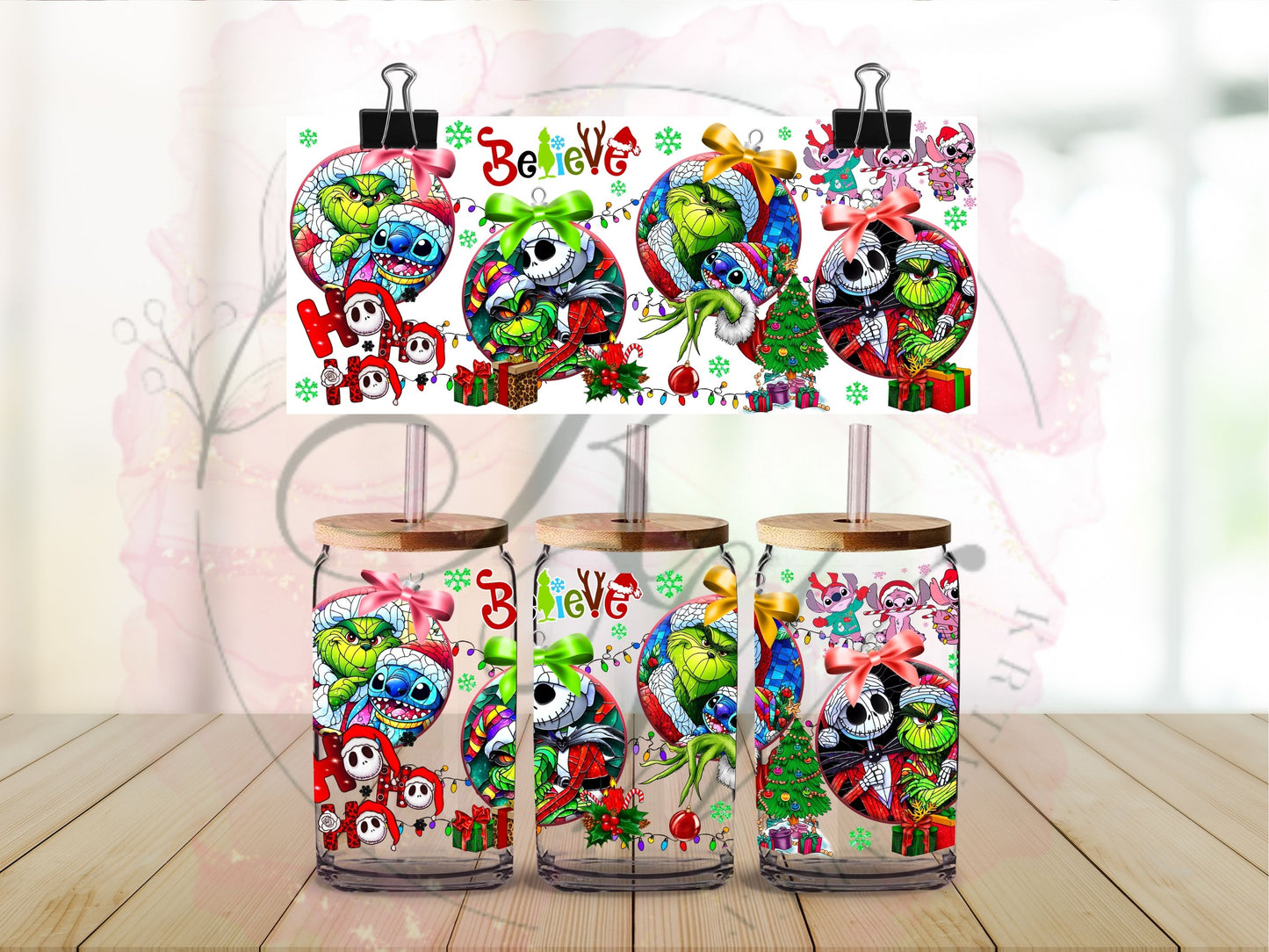 Trinkgläser 16oz Rub Ons "Grinch und Freunde" No.405