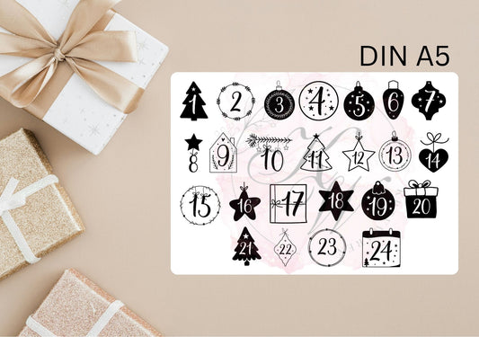 RUB ONS - "Weihnachten 1-24 Zahlen" | RUBONS | randlos | glänzend | A5 | No.399