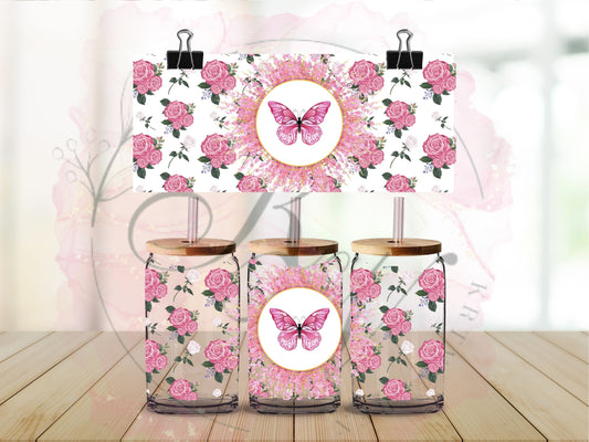Trinkgläser 16oz Rub Ons " Schmetterling" No.507