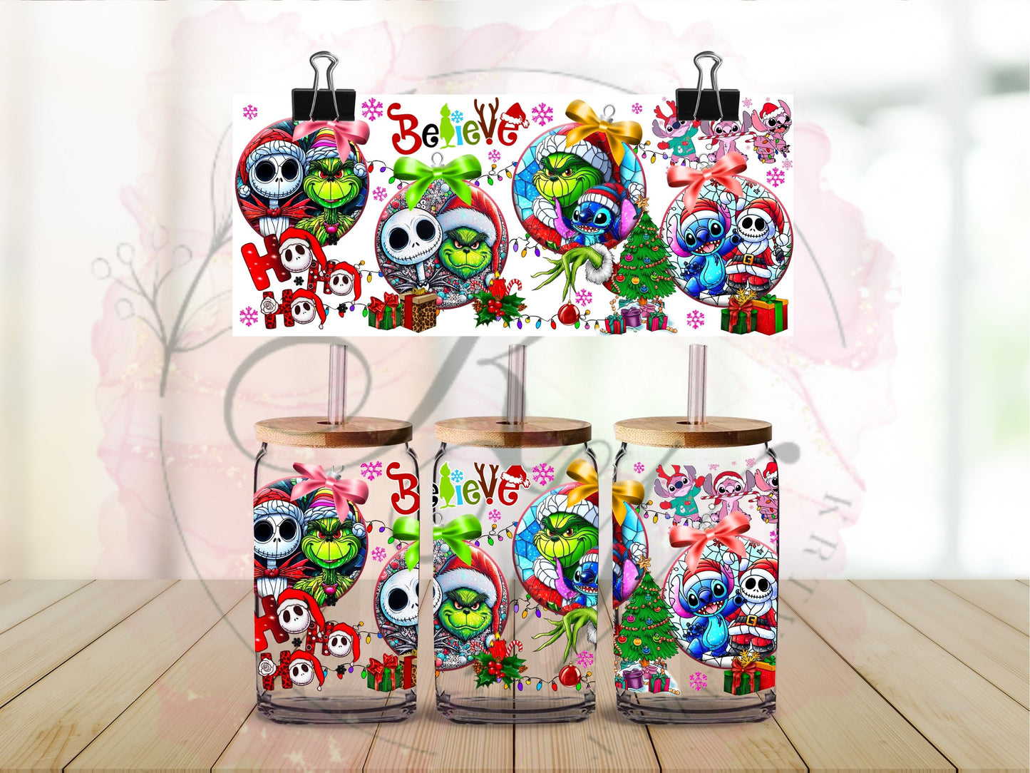 Trinkgläser 16oz Rub Ons "Grinch und Freunde" No.405