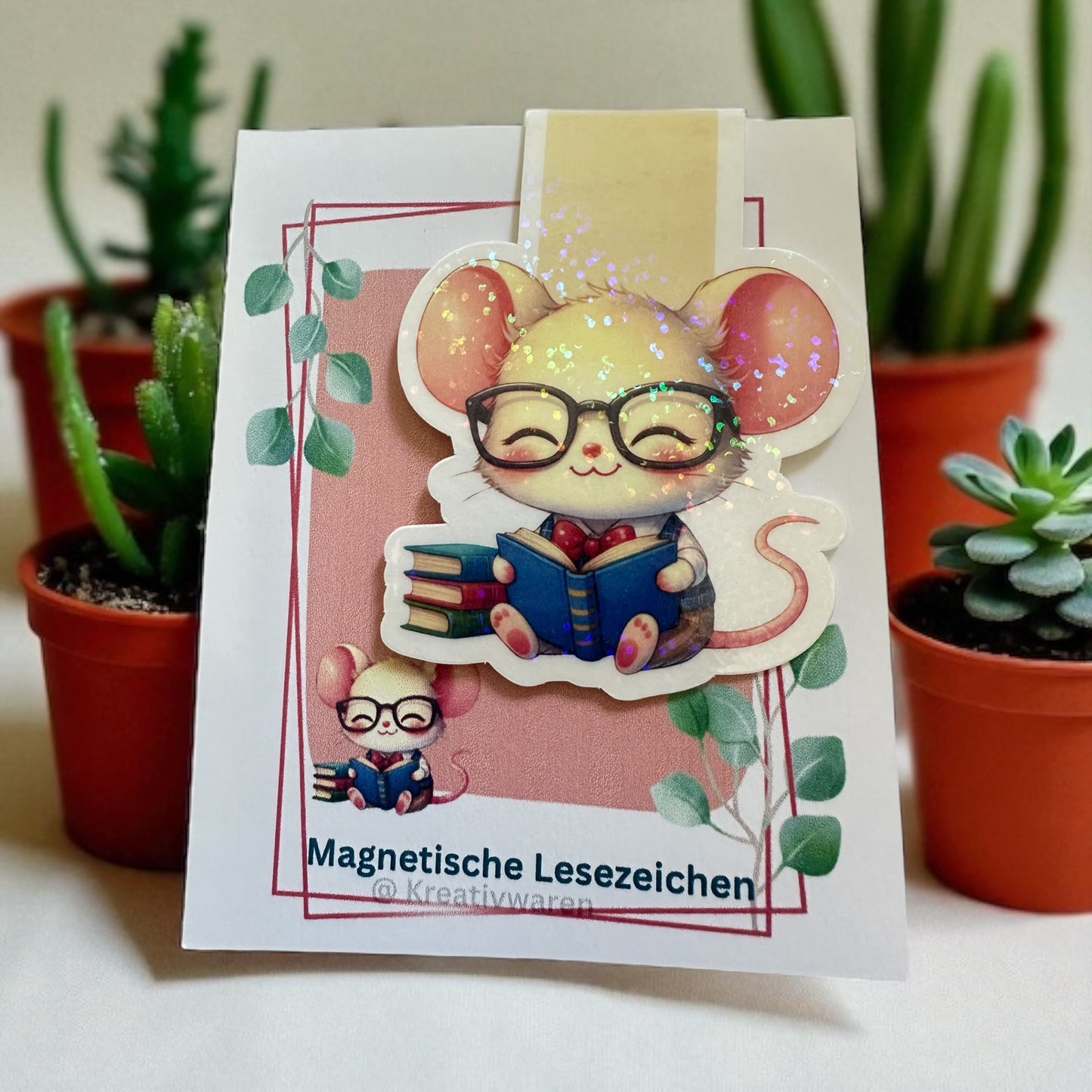 Magnetische Lesezeichen "Maus mit Buch"