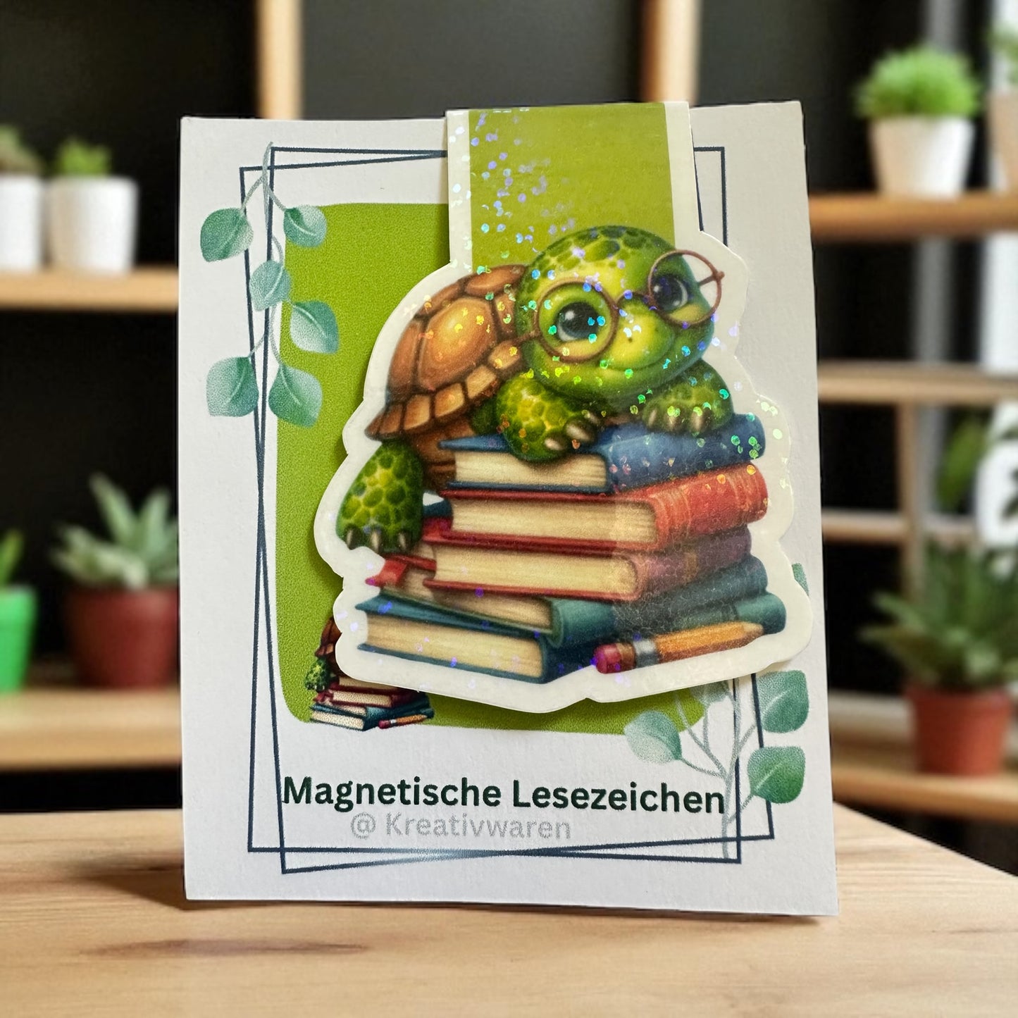 Magnetische Lesezeichen "Schildkröte auf Bücher "