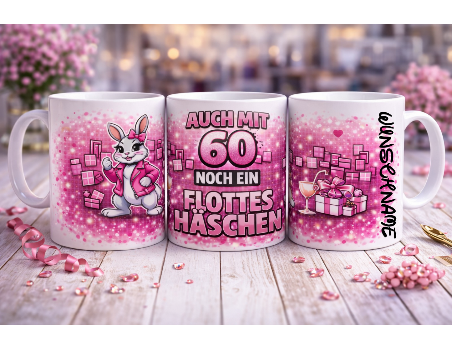 Lustige Geburtstag Tasse „Auch mit .... noch ein flottes Häschen“ – Geschenkidee für Frauen runder Geburtstag